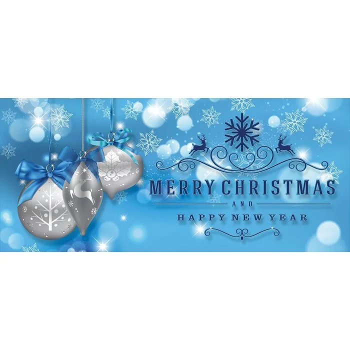 Silver Christmas Ornaments on Blue Christmas Garage Door Decor  for Double Car Garage