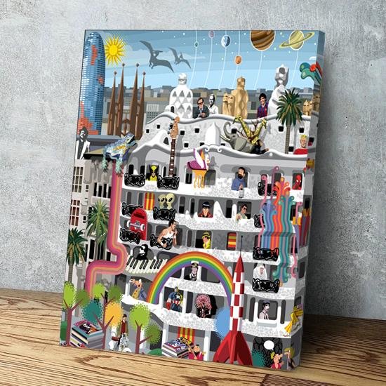 Barcelona city highlights creative Limited Edition Print Canvas MusicWallArt