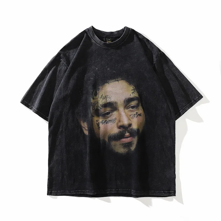 High Street Old Graffiti T-Shirt Retro Street Hip Hop Short Sleeves at Hiphopee