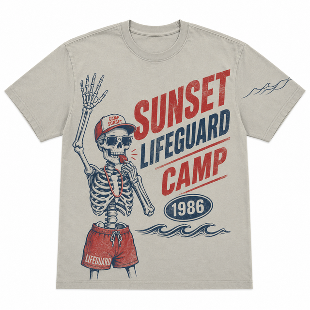 Surf Sunset Lifeguard Camp Cotton T-Shirt