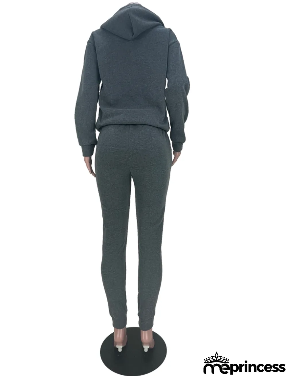 Winter Casual Gray Pocket Hoodes and Sweetpants Two Piece Tracksuits