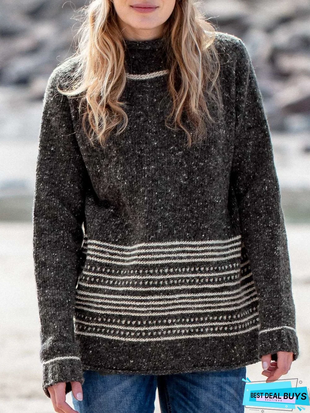 Striped Knitted Casual Sweater