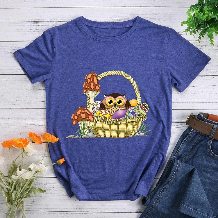 Easter Owl Round Neck T-shirt-Annaletters