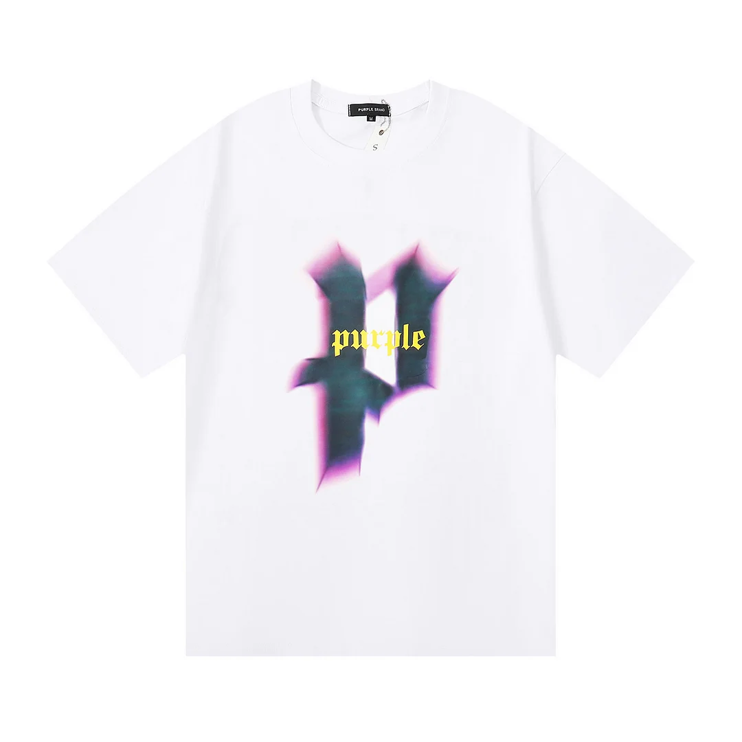 Unisex Trendy Purple Letter Printed Short Sleeve Casual Loose T-shirt
