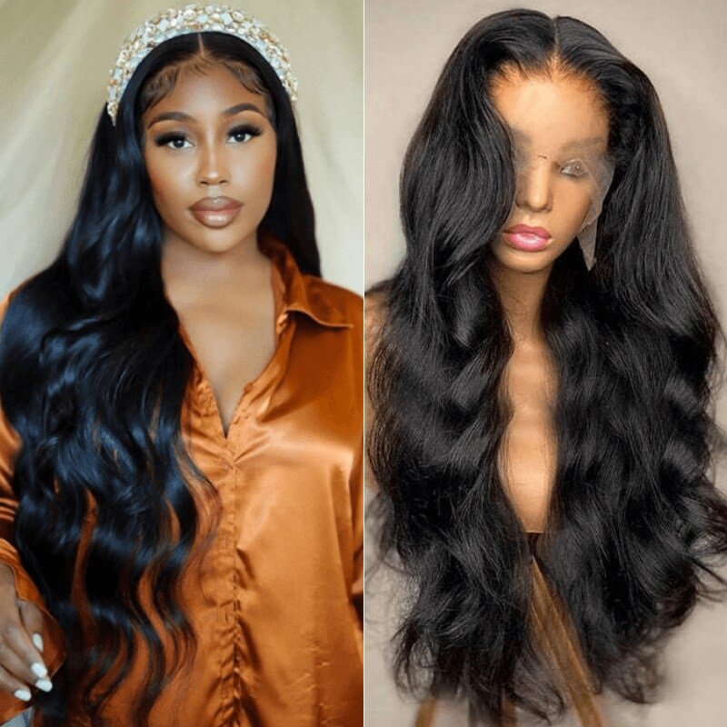 13X4 Hd Transparent Lace Frontal Wig Body Wave Lace Front Wig 300% Brazilian Glueless Wet And Wavy Lace Front Human Hair Wigs US Mall Lifes
