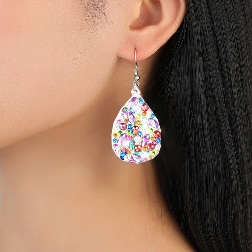 10 Pairs Double Sided Diamond Painting Earrings Gift for Women Girls 
