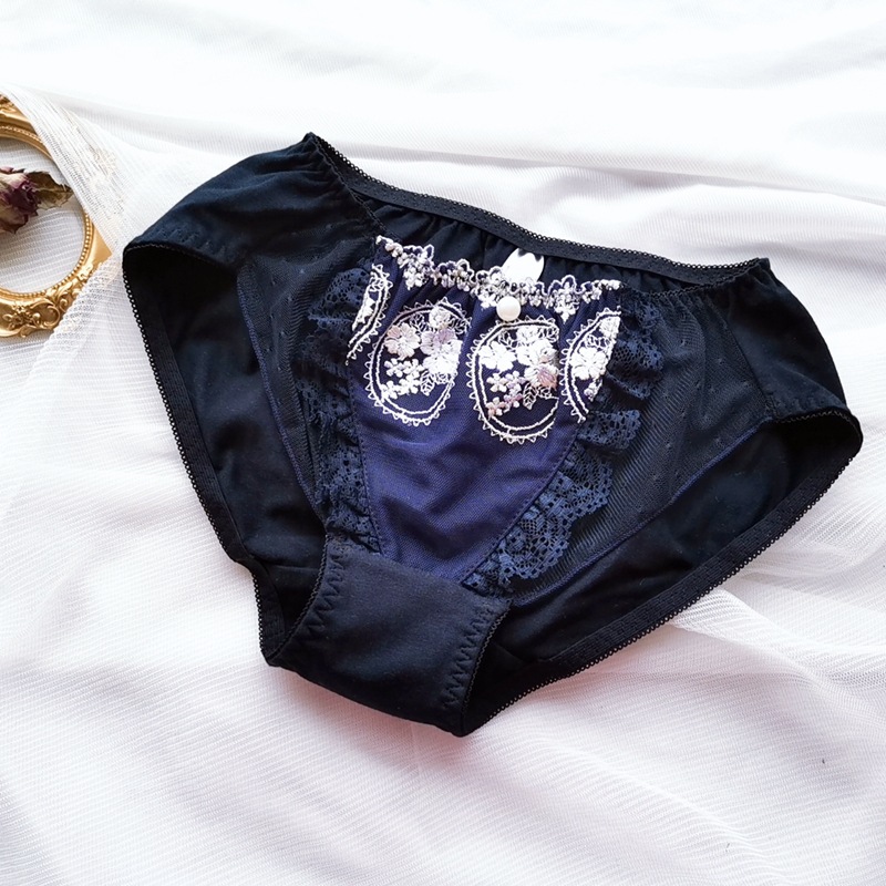  thdmladies New Single Cotton Embroidered Lace Breathable Ladies Panties thedmladies