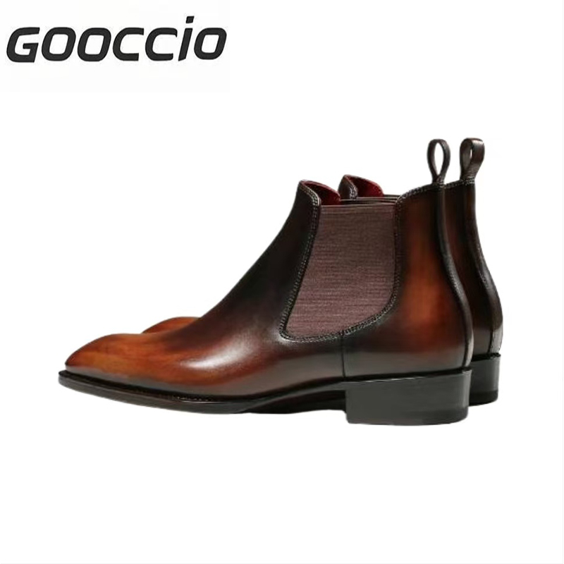 TF180 Calf-Skin Square-Toe Chelsea Boots For Men  GOOCCIO   