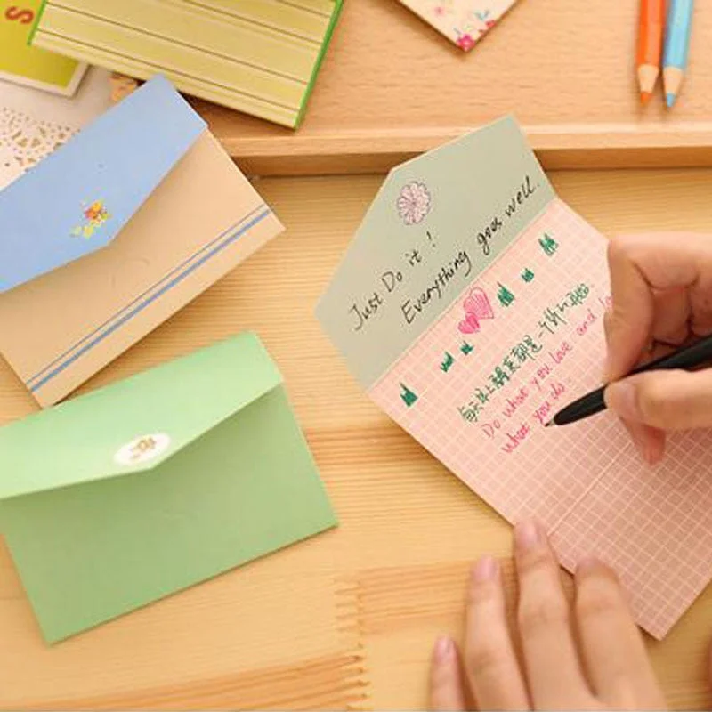 6Pcs/Set Mini Creative Envelope Floral Folding Greeting Card Thank You Card Birthday Christmas Card Envelope Writing Paper Gift