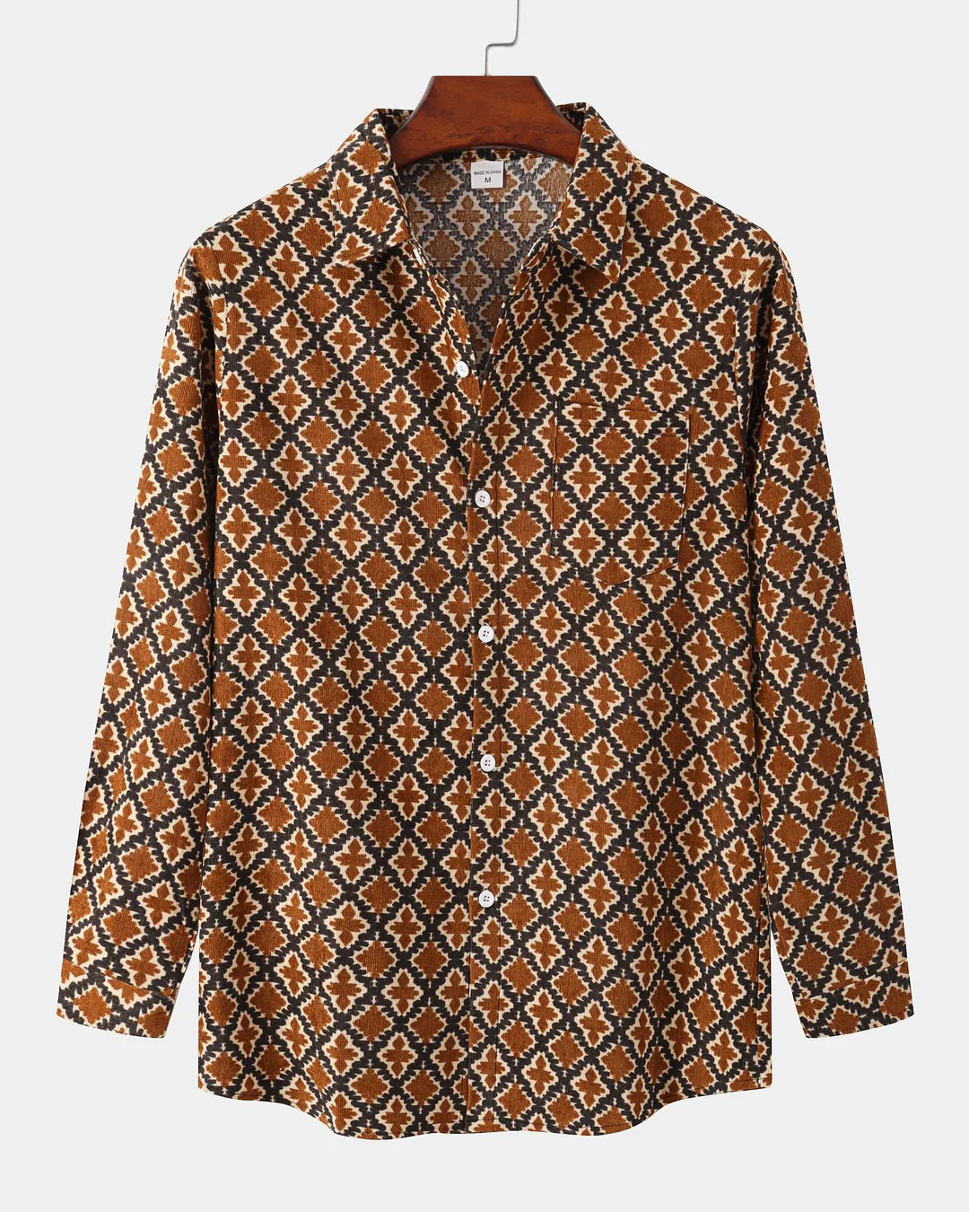 Men's Corduroy Vintage Pattern Long Sleeve Shirt 0201