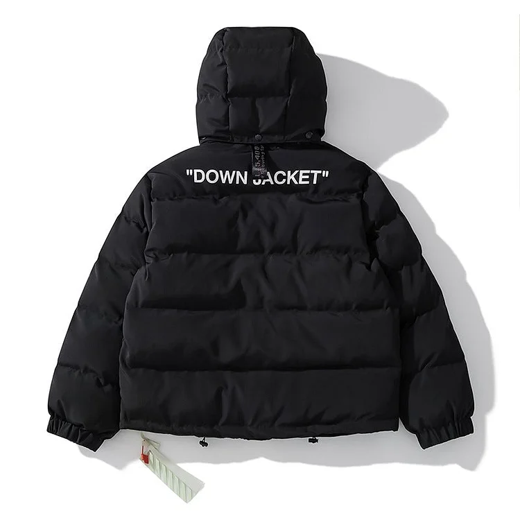 off White Coats Letter Thickened Cotton Padded Coat Men and Women Hooded Cotton Coat