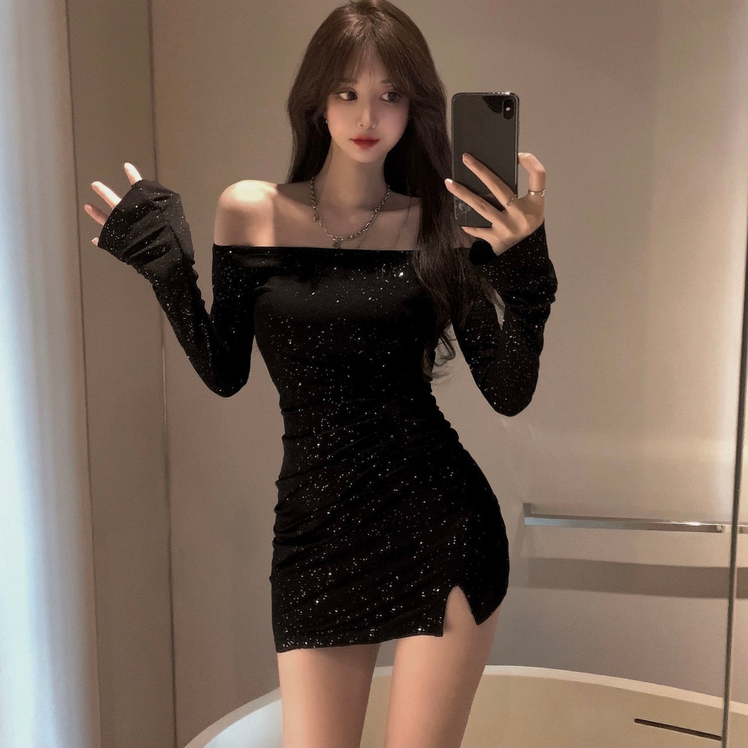 Bonuskycebou Dress Women Summer Off Shoulder long-sleeved Dot Printing Slash Neck Fashion Dresses Casual Vestidos Dropshipping WBX614
