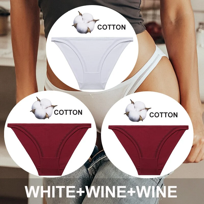 FINETOO 3PCS/Set Women Cotton Panties Sexy Lingerie Plus Size Underwear Low-Waist Briefs Female M-2XL Woman Hollow Out Pantys