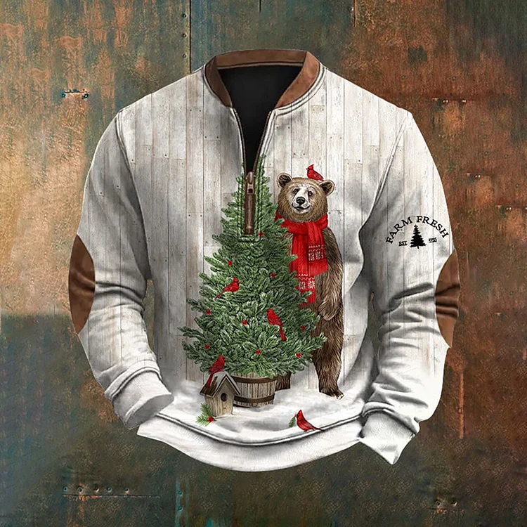 Men's Farm Fresh Christmas Tree Nc Casual Pullover Sweatshirt