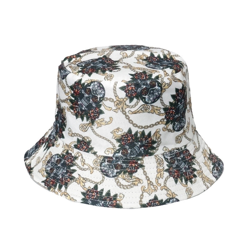 Unisex Minimalist Skull Sewing Flat Eaves Bucket Hat