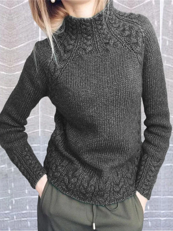 Women plus size clothing Women's Floral Long Sleeve Tops Knit Sweater-Nordswear