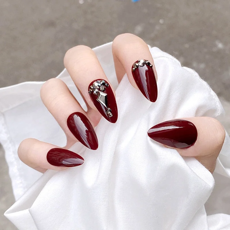 24pcs/set Acrylic Fake Nails Full Cover False Nail Art Tips 10 Sizes Fashion Designs With Nail Adhesive Sticker Coffin Nails-Nail Inspo