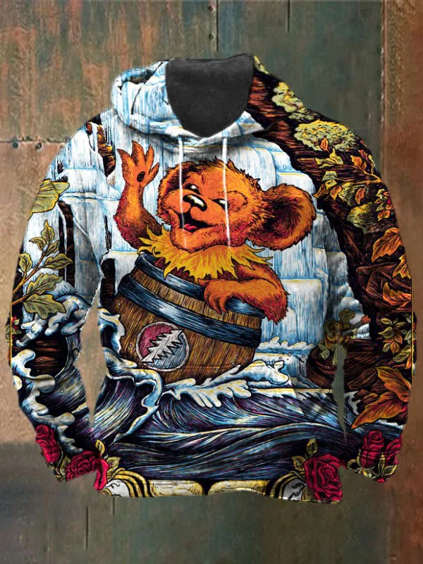 Unisex Bear Print Heavyweight Hoodies