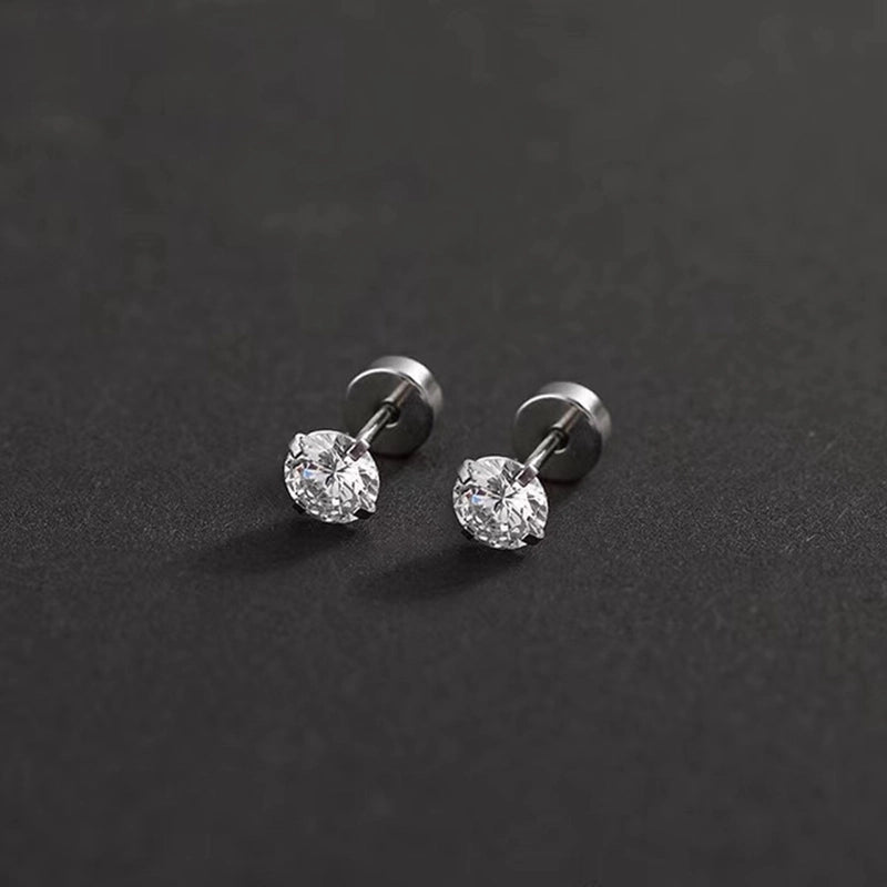 1 Pair Elegant Round Inlay 304 Stainless Steel Zircon 18K Gold Plated Stainless Steel Earrings