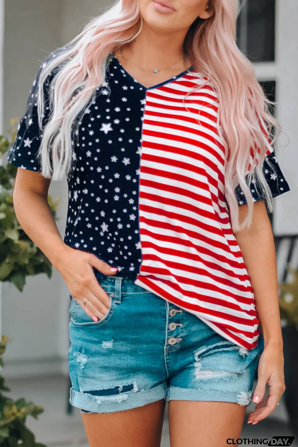 July 4th Stars and Stripes USA Flag Tee