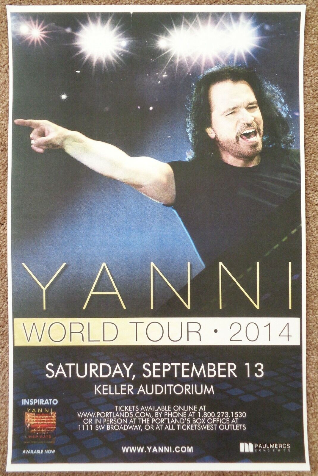 YANNI 2014 Gig POSTER Portland Oregon Concert