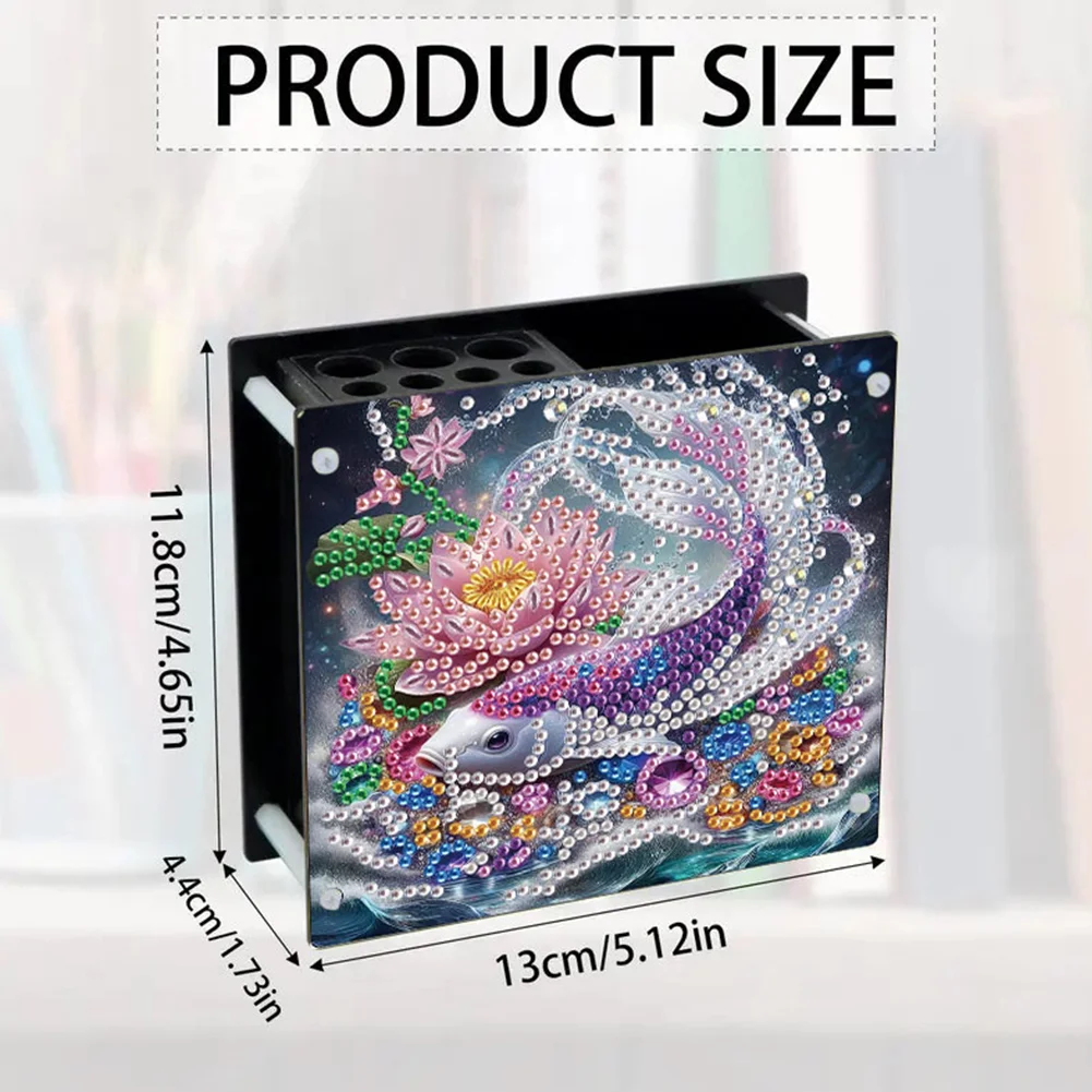 DIY Acrylic Fish Special Shape Diamond Painting Pen Holder for Home Study