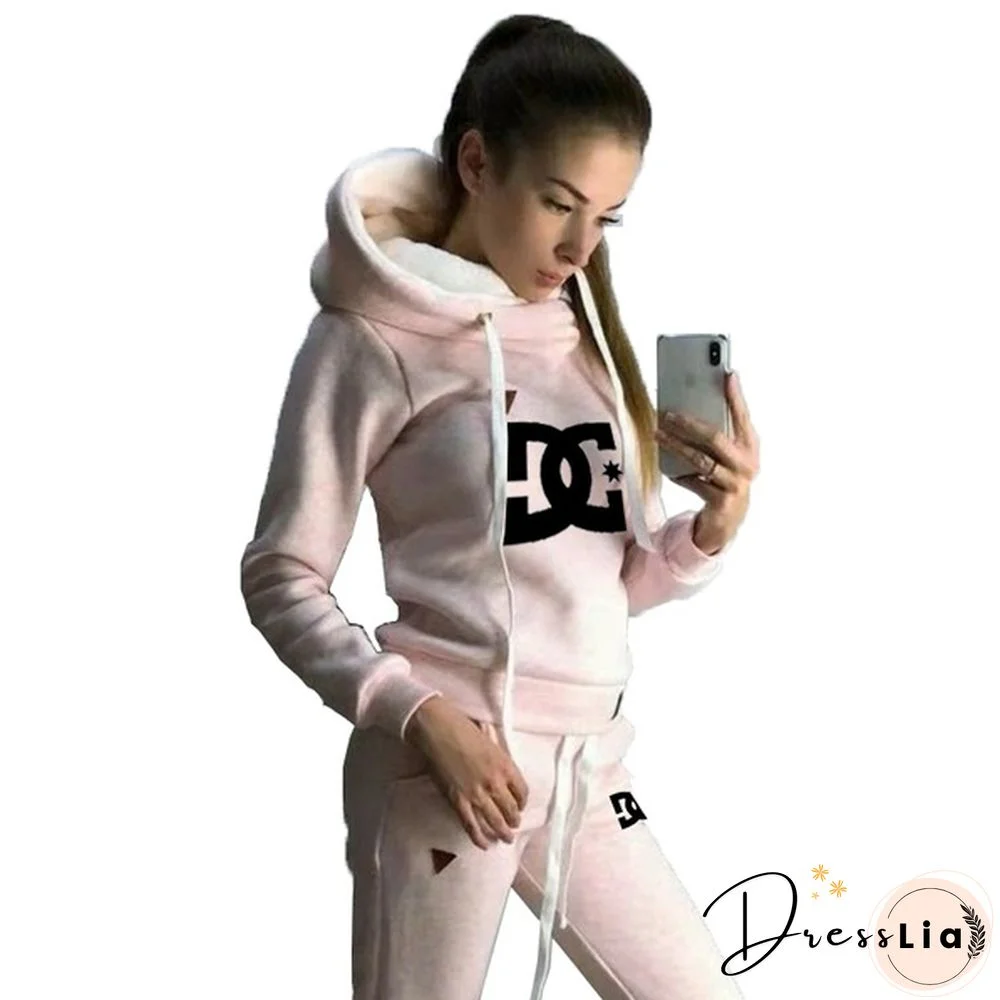 Women Fashion Pullover Hoodies Pants Two Piece Outfit Womens Tracksuits