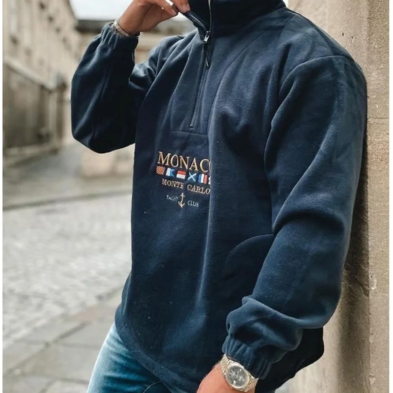 Leisure Sports British Fleece Lapel Pullover Sweater / [blueesa] /