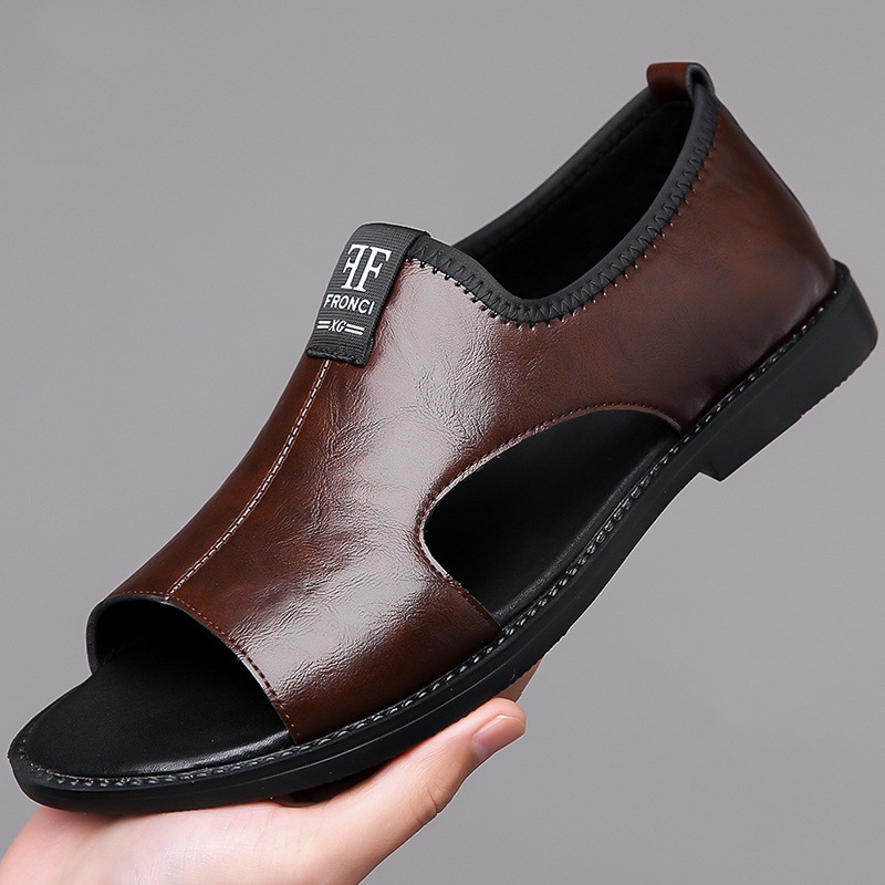 Arkget Shoes | Men's Premium Leather Slip-On Slide Sandals
