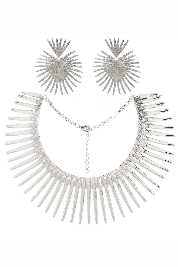 Fashion Flower Earrings Necklace Two Piece Jewelry Set