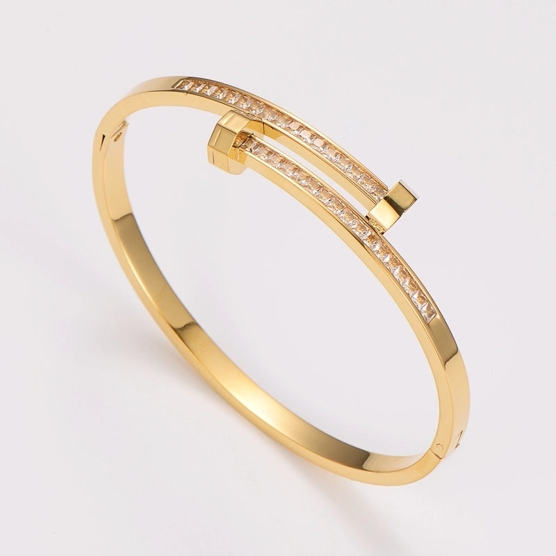 Minimalist Geometric 304 Stainless Steel 18K Gold Plated Stainless Steel Bracelets In Bulk