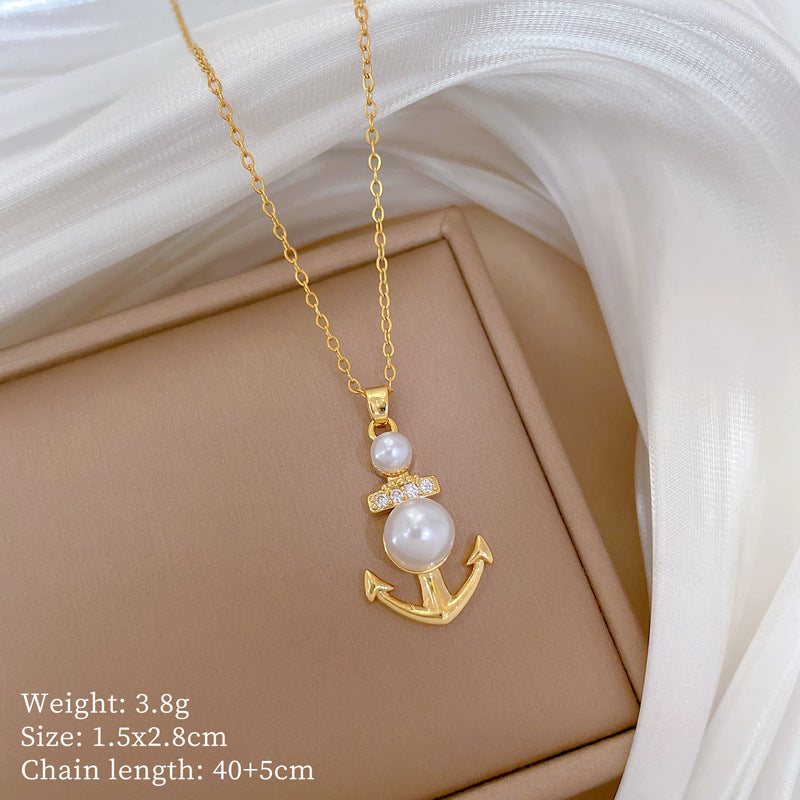 Copper Micro-Inlaid Necklace For Women Copper Micro-Inlaid Real Gold Electroplating Simple Ins Exquisite Clavicle Chain Neck Chain