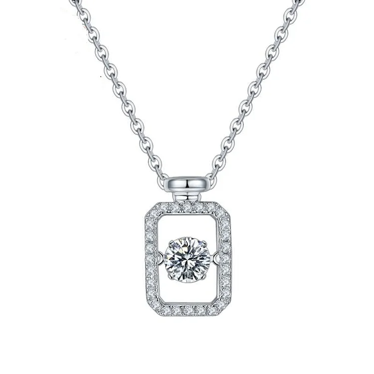 925 Sterling Silver Twinkle Setting Moissanite Pendant Necklace