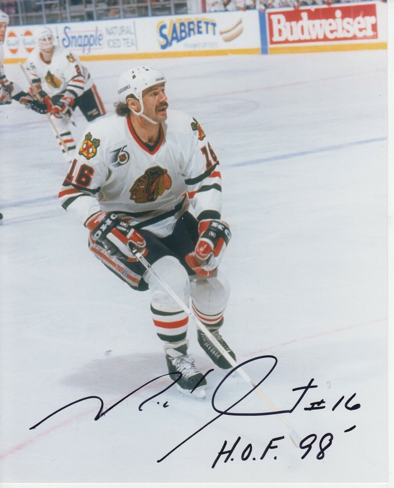 Michel Goulet With HOF 98 #0 8x10 Signed Photo Poster painting w/ COA Chicago Blackhawks -
