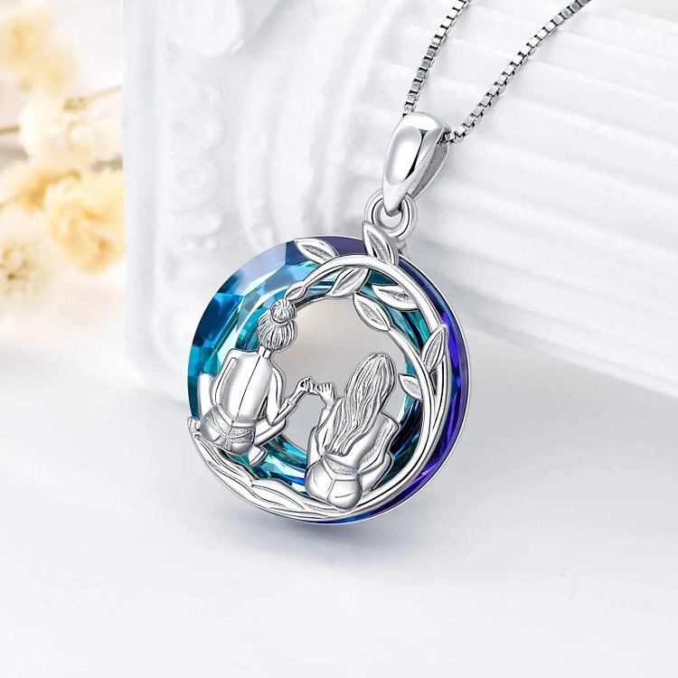 For Sister - S925 I am So Blessed to Have You in My Life Leaf Circle Crystal Necklace