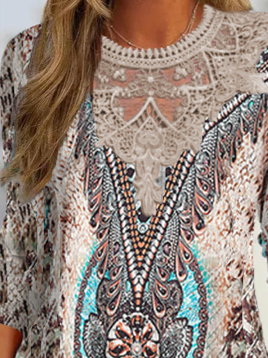 Women Half Sleeve V-neck Solid Color Dress