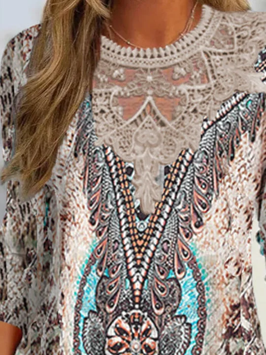 Women Half Sleeve V-neck Solid Color Dress