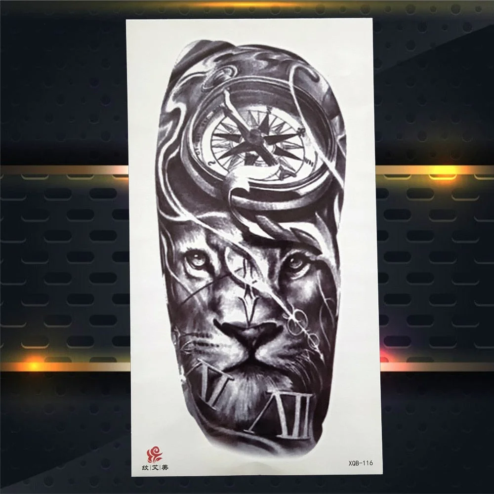 Tribal Dreamcatcher Fake Temporary Tattoo For Women Men Wolf Henna Feather Tattoos Sticker Watercolor Compass Waterproof Tatoos