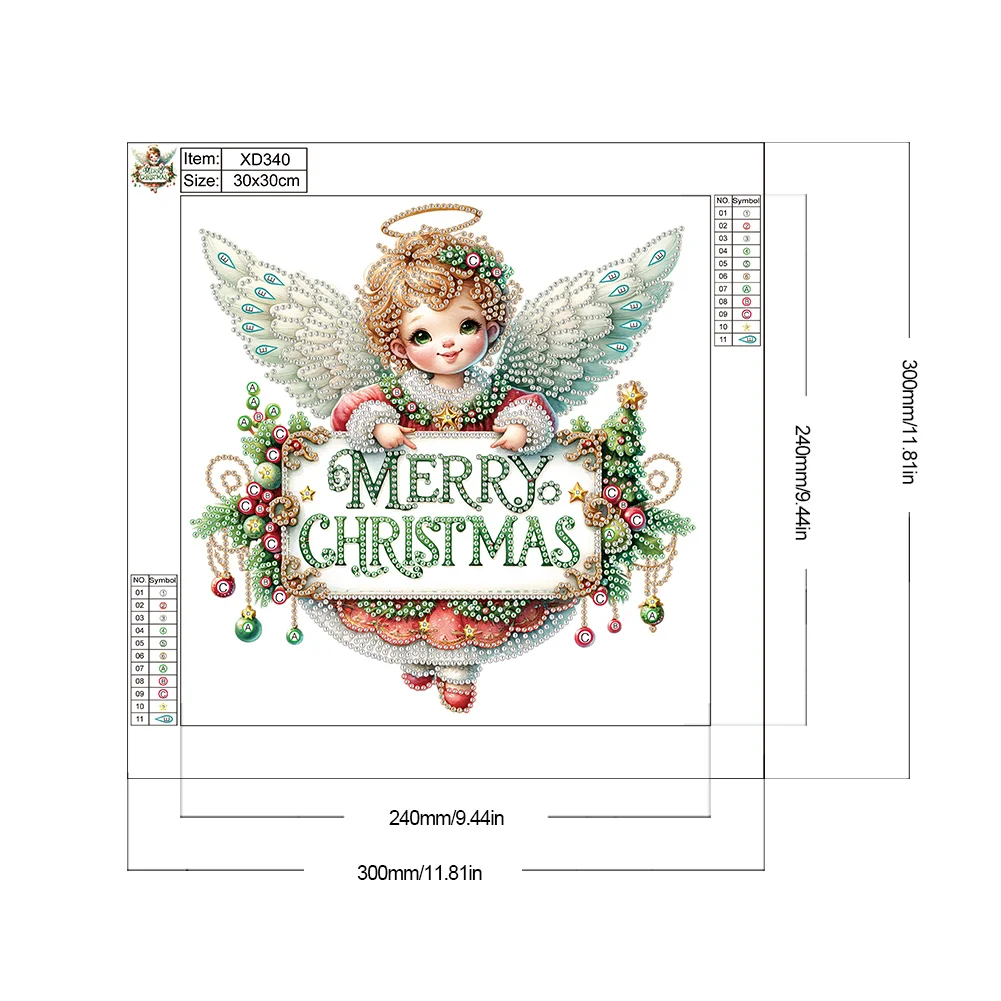 Diamond Painting - Partial Special Shaped Drill - Christmas Angel(Canvas|30*30cm)