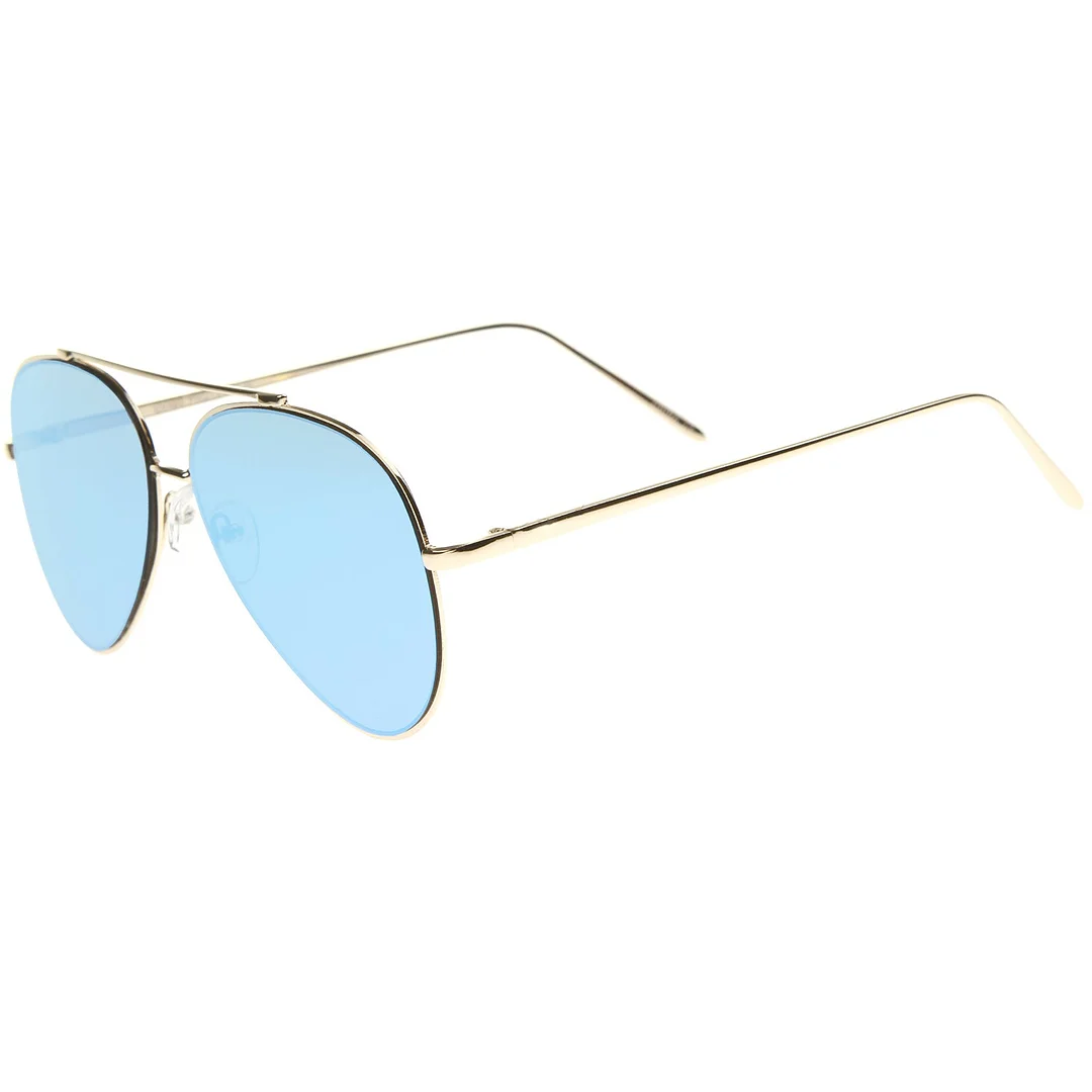 Fashion Teardrop Rimless Mirror Flat Lens Metal Frame Aviator glasses 58mm