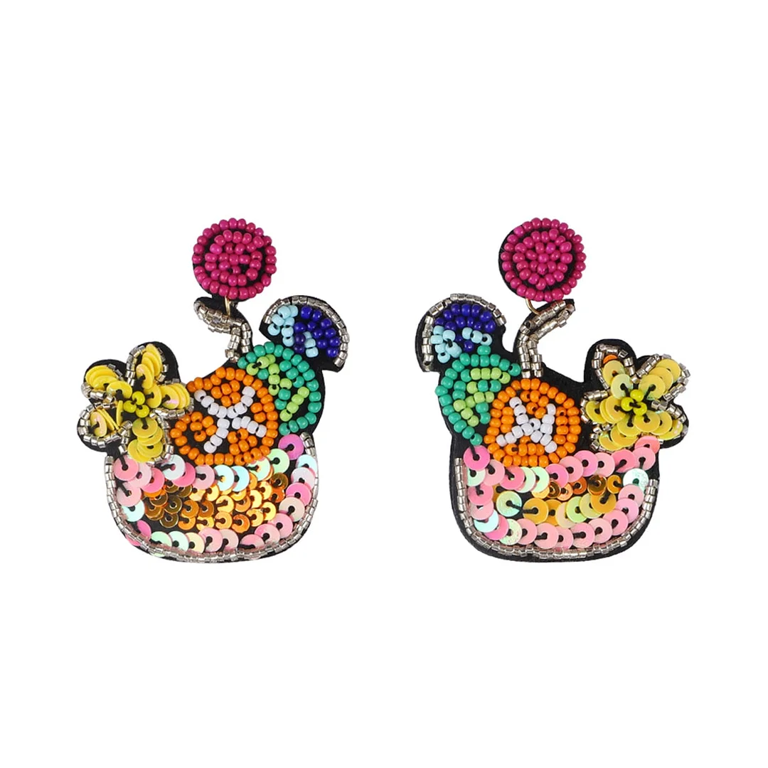 Dvacaman Bohemian Colourful Weave Beaded Flower Statement Drop Earrings Women Ethnic Handmade Seed Beads Dangle Earrings Jewelry