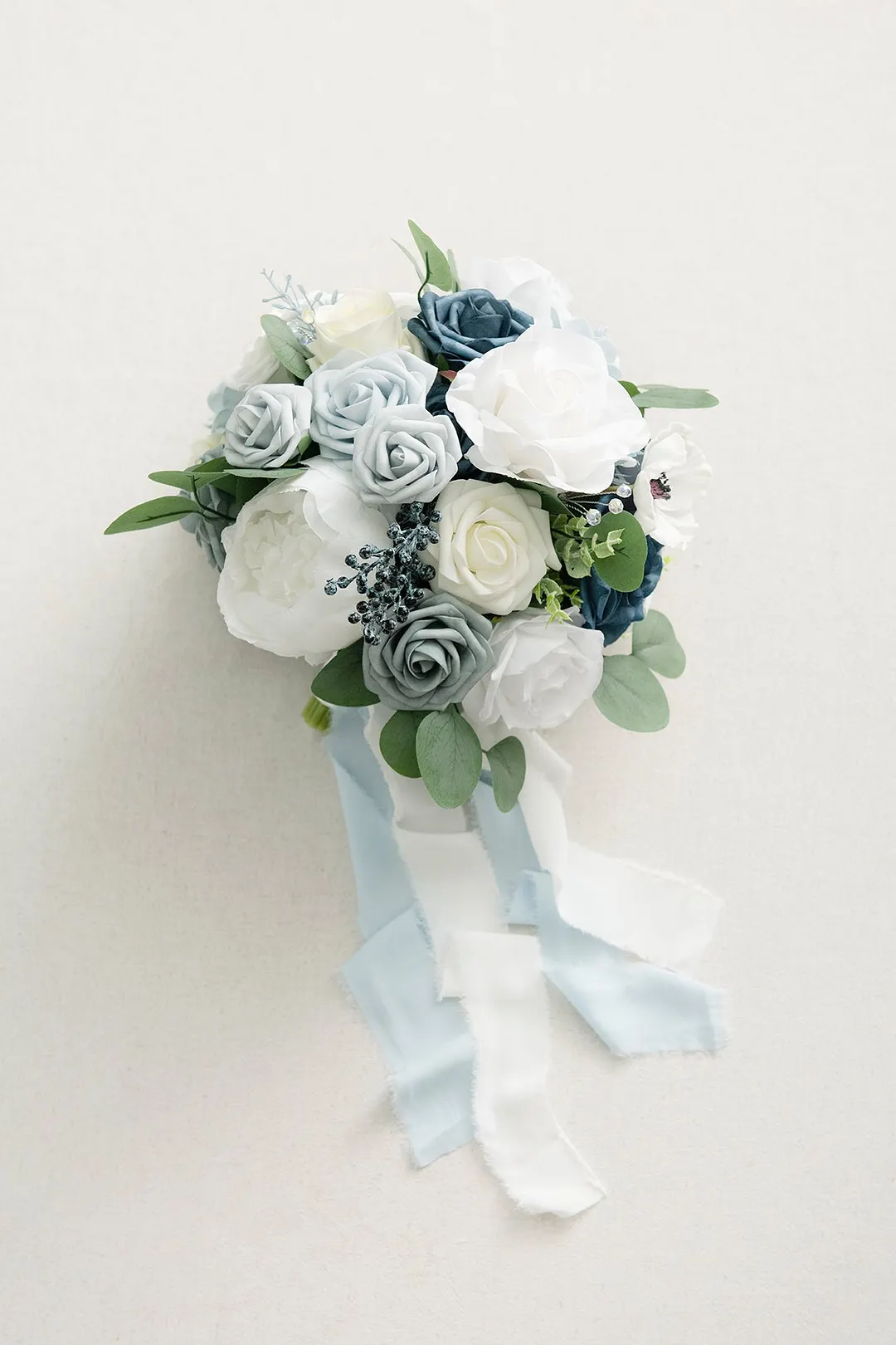 Standard Round Bridal Bouquet in Romantic Dusty Blue