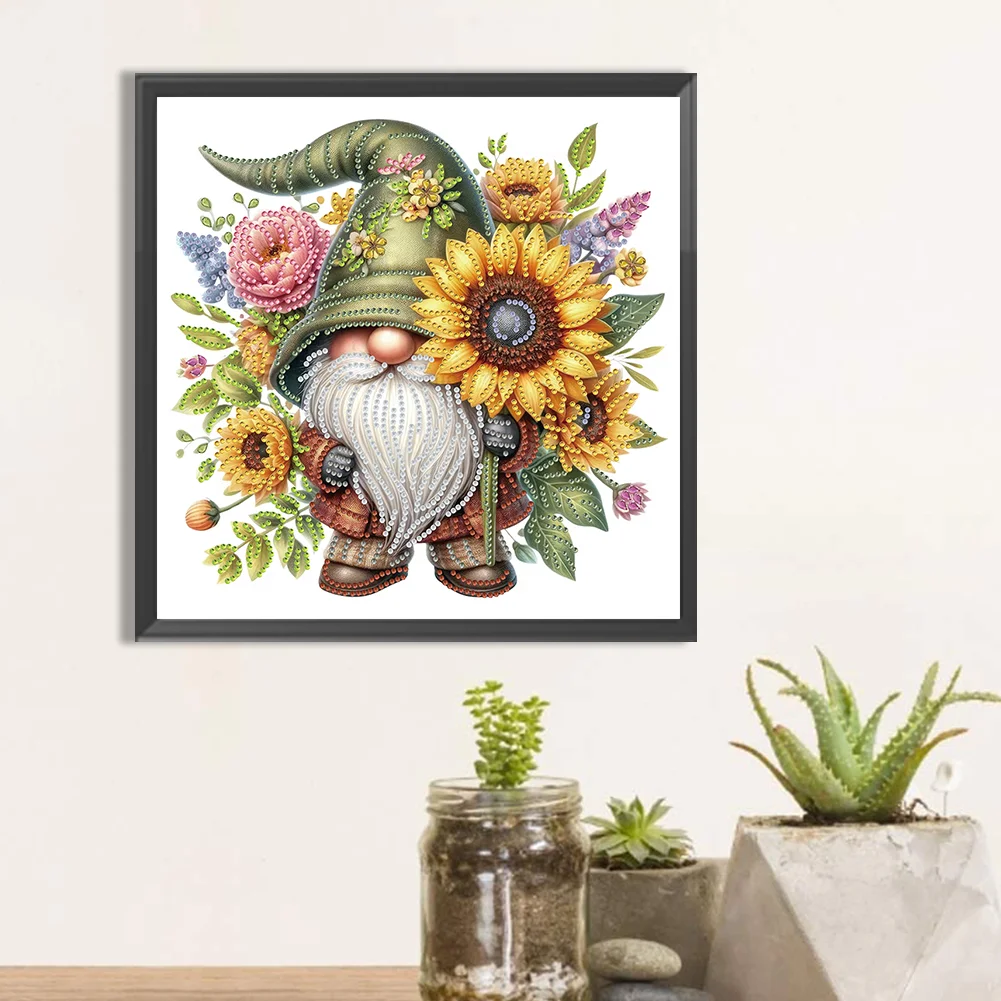 Diamond Painting - Partial Special Shaped Drill - Flower Gnome(Canvas|30*30cm)
