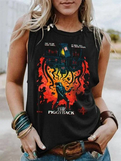 Women's Eddie Munson Print Sleeveless T-Shirt