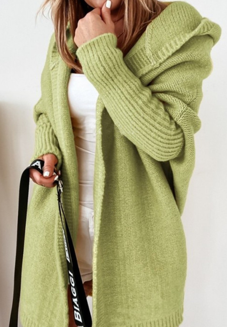 Hooded Sweater Bat-Shaped Soft Loose Back Patchwork Sweater