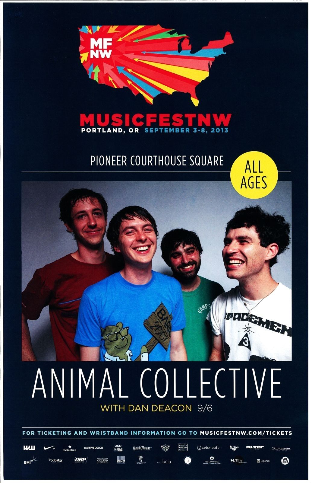 ANIMAL COLLECTIVE 2013 Gig POSTER MFNW Portland Oregon Concert Musicfest NW