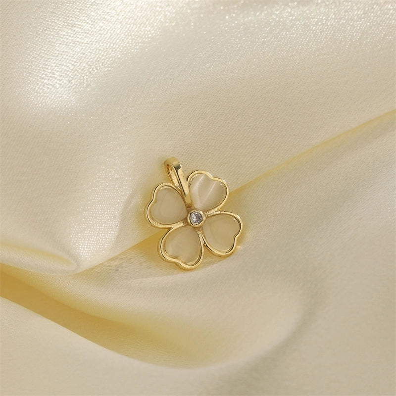 1 PCS/Package Hole 10mm+ Copper Zircon 18K Gold Plated Heart Shape Flower Pendant