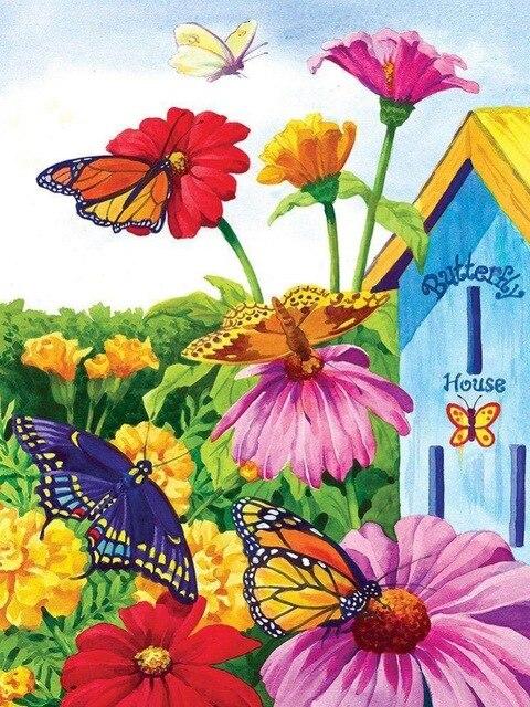 

Flower Garden with Butterfly – Paint By Numbers - 40*50CM, 501 Original