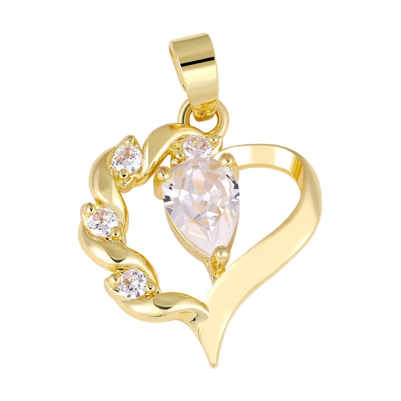 1 Piece 18.5*13.3MM Copper Zircon Geometric Heart Shape Flower Polished Pendant Jewelry Accessories