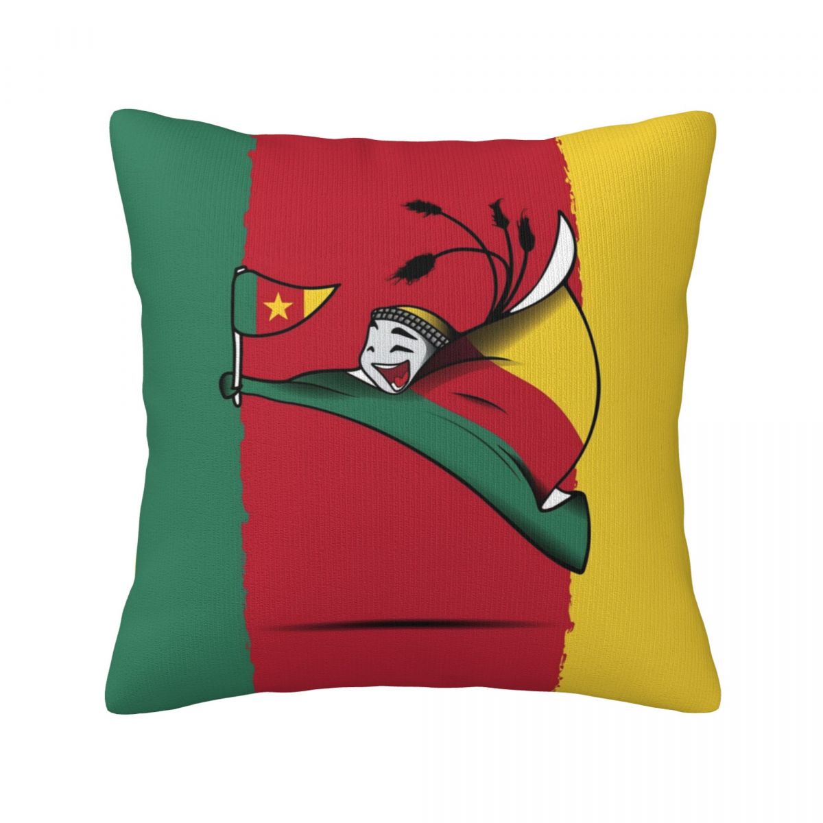 Cameroon World Cup 2022 Mascot Throw Pillow Covers 18x18